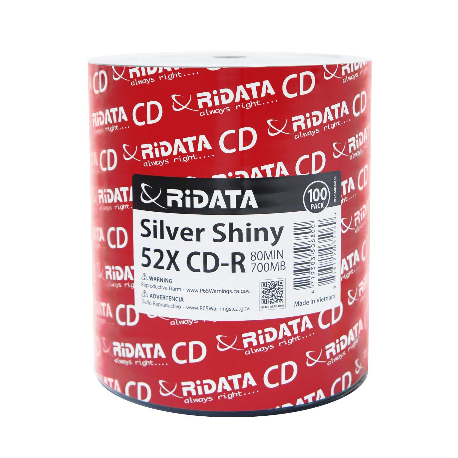 Amazon.com: 100 Pack Ridata CD-R 52X 700MB 80Min Silver Shiny